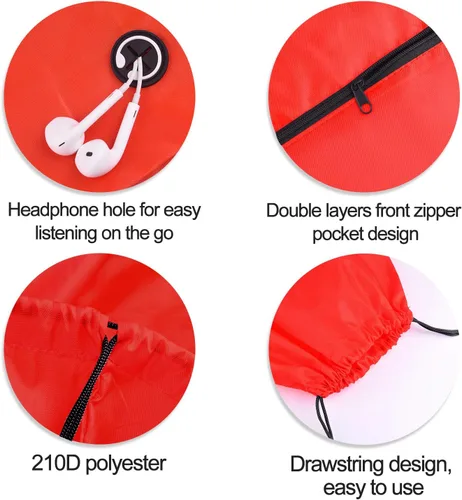 Vista 3 de KUUQA Bolsas de mochila con cordón a granel con bolsillo con cremallera y agujero para auriculares, Con color, Viajar