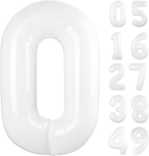 Vista 361 de Globo negro de 40 pulgadas con números del 0 al 9 (cero-nueve), globo de cumpleaños de gran tamaño, globo de helio de aluminio con números grandes