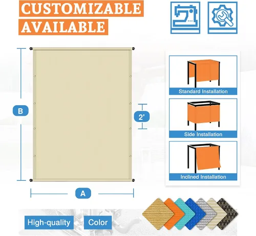 Vista 6 de Toldo de repuesto para pérgola de 8 x 12 pies, con varillas pesadas y ojales, bloqueo UV, paño para patio al aire libre, terraza, porche, patio Beige