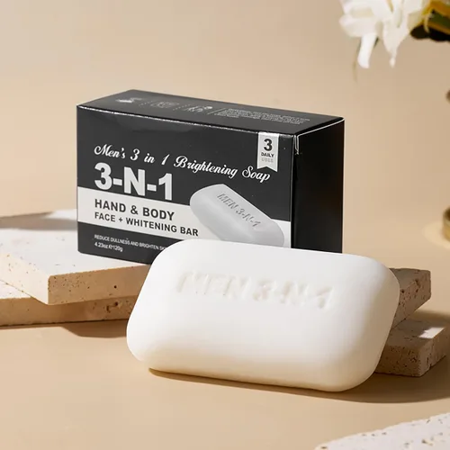 Vista 2 de Jabón en barra 3 en 1 para hombre, aroma natural con infusión de hierbas, limpiador equilibrado de pH rico en humedad para cara, cuerpo y manos