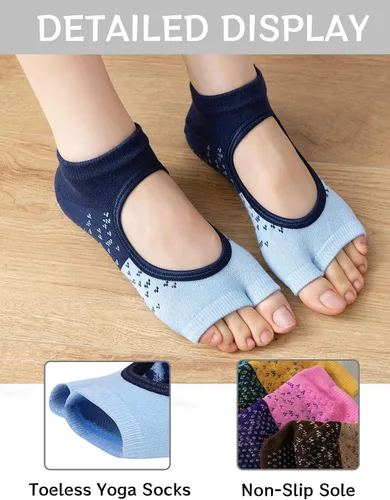 Vista 2 de AIEOE 24 pares de calcetines de yoga antideslizantes para mujer, calcetines de silicona con puntos, calcetines de pilates con agarre para yoga