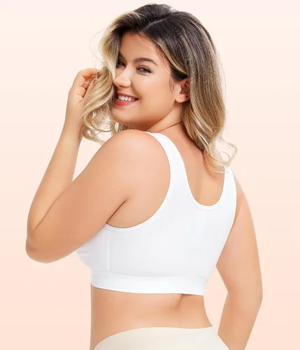 Vista 2 de CYDREAM Sujetador de compresión inalámbrica con cierre frontal para mujer, soporte poscirugía con correas ajustables, espalda suave