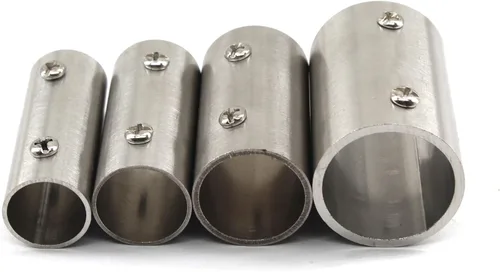 Vista 4 de Conector de varilla de tubo recto de acero inoxidable de 1.260 in para bastidores para colgar barandilla de valla (2 piezas)