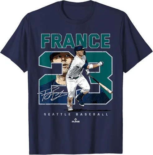 Vista 8 de Number and Portrait Ty France Seattle MLBPA Camiseta, Negro