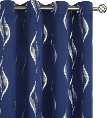 Vista 8 de BGment Cortinas opacas para dormitorio infantil, con aislamiento térmico, con ojales, estampado de estrellas plateadas, cortinas para oscurecer
