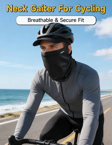 Vista 4 de OZERO Mascarilla refrescante para el cuello con trabillas para las orejas Negro + negro + negro