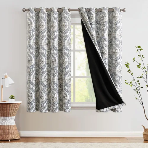 Vista 39 de jinchan Cortinas de lino texturizadas para oscurecer la sala de estar, 54 pulgadas de largo, cortinas de medallón para dormitorio, tratamientos