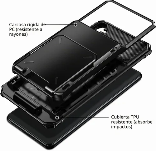 Vista 3 de Vofolen Funda tipo cartera para Samsung Galaxy S24 con soporte para tarjetas, funda protectora de doble capa de 4 tarjetas, resistente a prueba