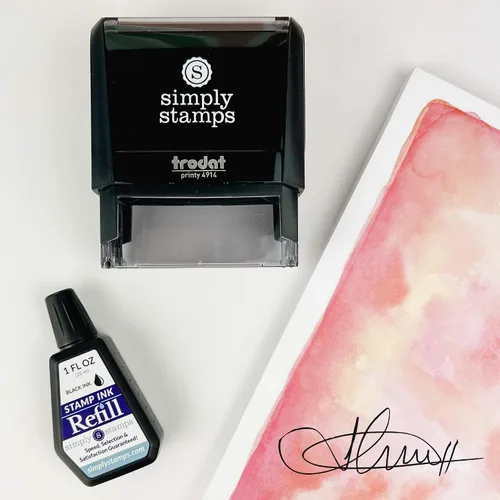 Vista 4 de Sello de firma personalizado con botella extra de tinta Varios colores disponibles (negro)