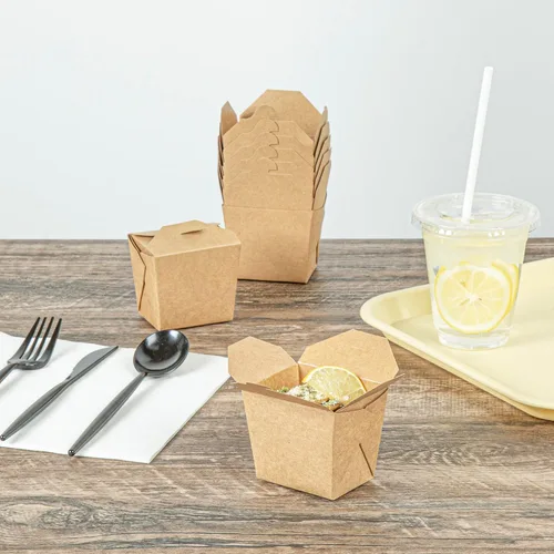 Vista 3 de Restaurantware Cajas chinas para llevar, paquete de 25 unidades, 8 onzas, resistentes a la grasa, recipientes de comida para llevar, desechables