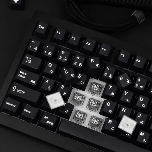 Vista 5 de Teclas japonesas negras de PBT, teclas de teclado de estilo Negro Japonés