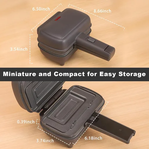 Vista 2 de UVFAST Mini sandwichera con platos extraíbles: Máquina portátil para hacer queso a la parrilla, sándwichera de desayuno eléctrica con platos