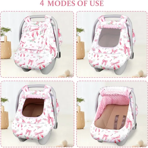 Vista 5 de Funda de asiento de automóvil para bebé y niña, con doble cremallera, con malla transpirable, toldo de protección universal y cálida, ajuste cómodo