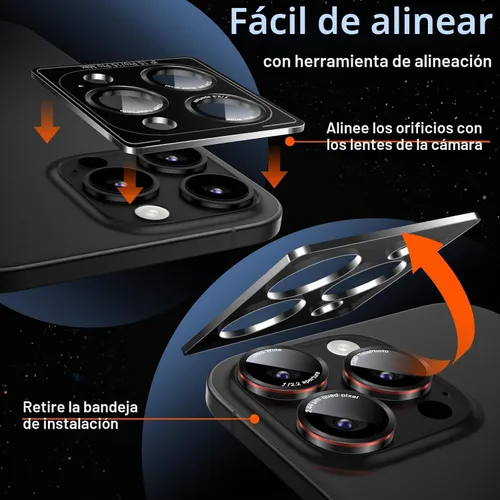 Vista 3 de JETech Protector de lente de cámara para iPhone 15 Pro/15 Pro Max, negro+