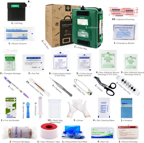 Vista 3 de Kit de primeros auxilios (165 piezas) Bolsa médica de supervivencia ligera y práctica de 3 capas compactas para emergencias en casa, al aire libre