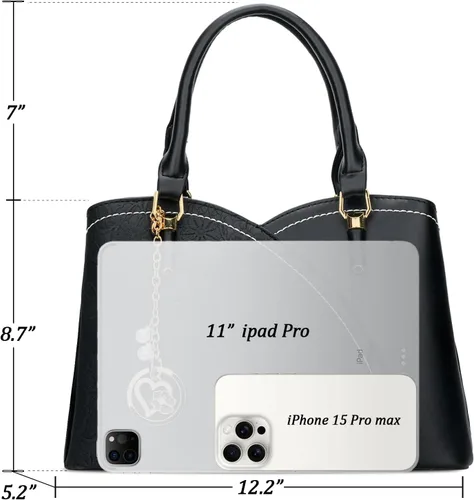Vista 5 de KKXIU Monederos y bolsos de mano con triple compartimento para mujer, bolso de mano con asa superior