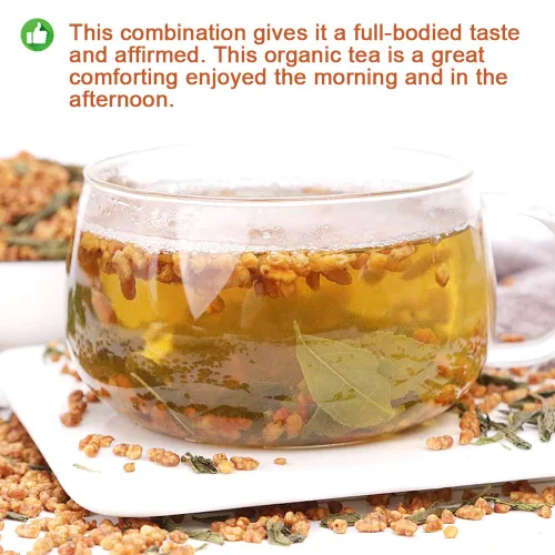 Vista 3 de Plant Gift Genmaicha - Té verde Genmai-cha con arroz tostado, Genmaicha - Té japonés de hojas sueltas - Té verde Gen Mai Cha, nivel de cafeína bajo