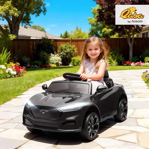 Vista 2 de Qaba Coche eléctrico con licencia Ford Mustang Mach-E para niños de 12 V Negro