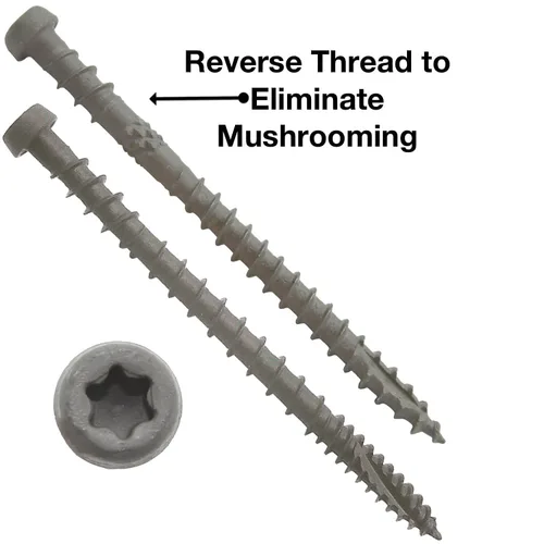Vista 3 de 10 x 2-3/4" Tornillos para Madera de Tarima Compuesta Cape COD Gris con Cabeza Torx/Star Drive - Recubrimiento Exterior - Compatible con Madera AQC