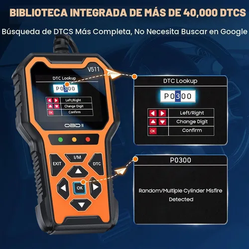 Vista 5 de Herramienta de diagnóstico del escáner V511 OBD2, lector de código de coche con luz de verificación del motor, preparación I/M, DTC, probador