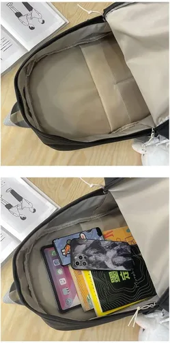 Vista 7 de Mochila Kawaii con pines Kawaii y accesorios mochila para laptop de 17 pulgadas para adolescentes mochila escolar para niños primaria B-Azul L