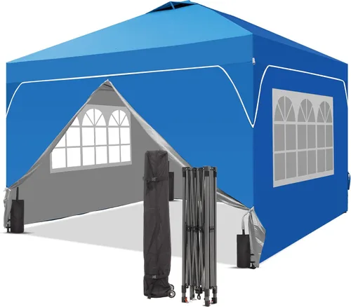 Vista 17 de GDY Tienda de campaña desplegable para exteriores de 8 x 8 pies con una configuración de empuje, kiosco de fácil instalación con 4 paredes laterales