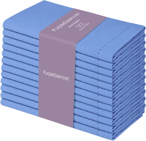 Vista 21 de PurpleEssences Juego de 6 servilletas de tela de vainica, 100% algodón, suaves, duraderas, lavables, ideales para bodas, Navidad, vacaciones