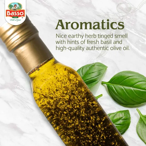 Vista 4 de Aceite de Oliva Extra Virgen con Albahaca para Sumergir y Degustar 8.5 fl oz (250 ml) Aceite de oliva con infusión de albahaca para sumergir