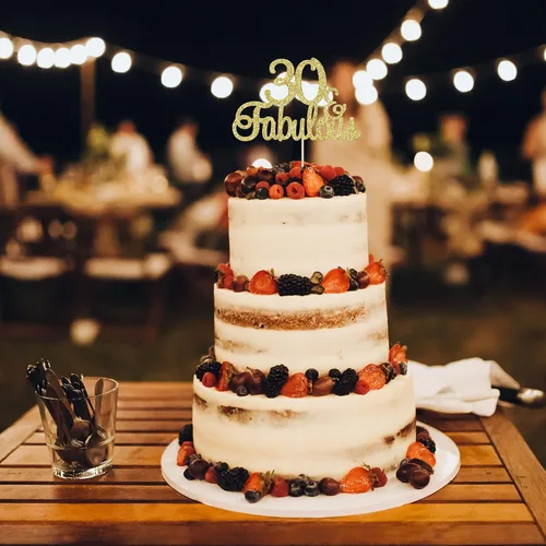 Vista 7 de Gyufise 1 decoración de 30 con purpurina dorada y fabulosos adornos para tartas de 30 años y fabulosos adornos para tartas de cumpleaños de 30 años