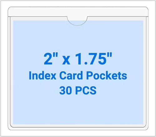Vista 93 de 30 PCS Clear Self Adhesive Plastic Label Pockets, Top Loading Business & Library Index Card Holders, Peel and Stick Sleeves for Storage Bins, Totes