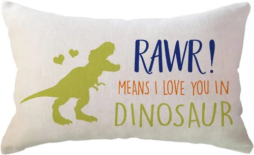 Vista 6 de Fundas de almohada lumbar de dinosaurio Rawr Means I Love You, regalo de dinosaurio para decoración rectangular, funda de cojín de cintura de 18 x