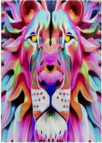 Vista 6 de 3dRose Paño de lavado de 11 x 12 pulgadas para cara y cuerpo – un arte de fantasía de león irreal – abstracto geométrico
