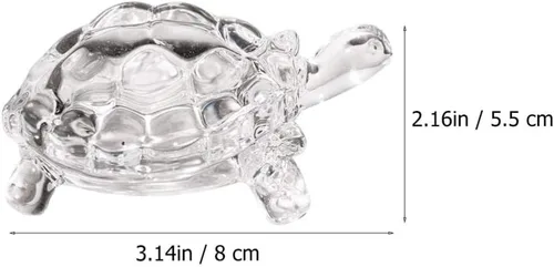 Vista 7 de WINOMO Estatua de tortuga de cristal Feng Shui, tortuga de cristal transparente para decoración de acuario, paz, prosperidad y energía positiva