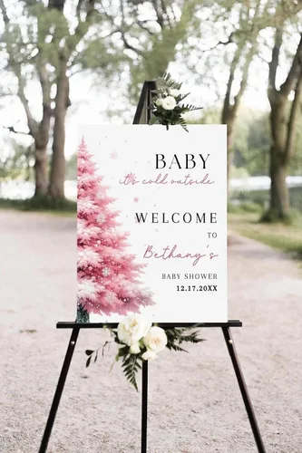 Vista 19 de Letrero de bienvenida personalizado para baby shower, Baby It's Cold Shower #8Tr