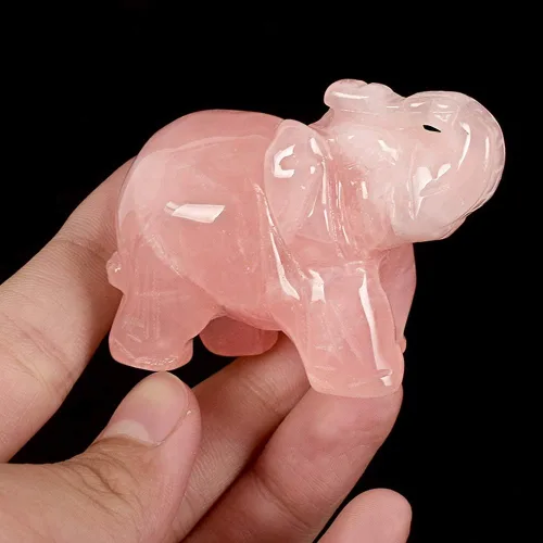 Vista 5 de Kingzhuo Figuras pequeñas de elefante de cristal, hermosas manualidades, estatuas de elefante talladas de jade natural, regalos para personas