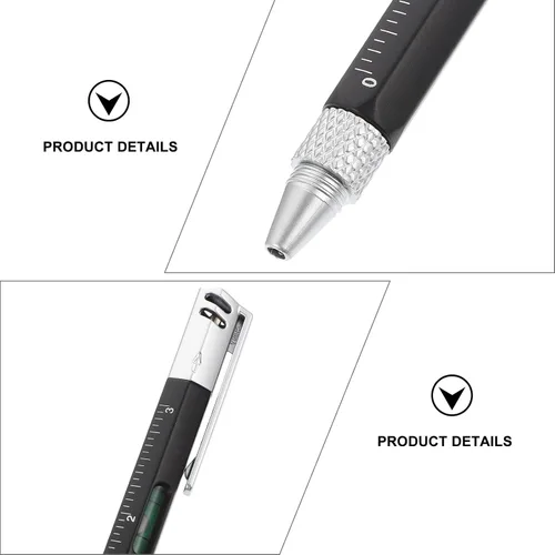 Vista 9 de 5Pcs 6-in-1 Multi-Tool Ballpoint Pens with Ruler, Level Gauge Screwdriver