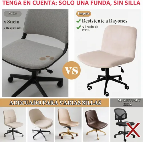 Vista 5 de NICEEC Funda para silla cruzada sin brazos, para oficina, dormitorio, escritorio, tocador, computadora, respaldo medio, asiento ancho sin protector