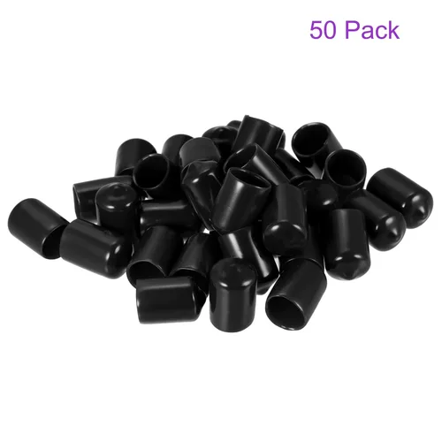 Vista 6 de DMiotech Paquete de 50 protectores de rosca de tornillo negros ID de 1/2 pulgadas (0.472 in), tapas de goma para pernos de tornillo, tuberías
