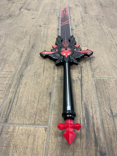 Vista 5 de Fantasía Estilo Genshin Metal Espada Cosplay Anime Espada Cetro Blade Disfraz