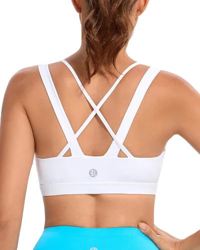Vista 38 de RUNNING GIRL - Sujetadores deportivos para mujer, sujetadores deportivos con tiras acolchadas y espalda cruzada de apoyo medio con copas extraíbles