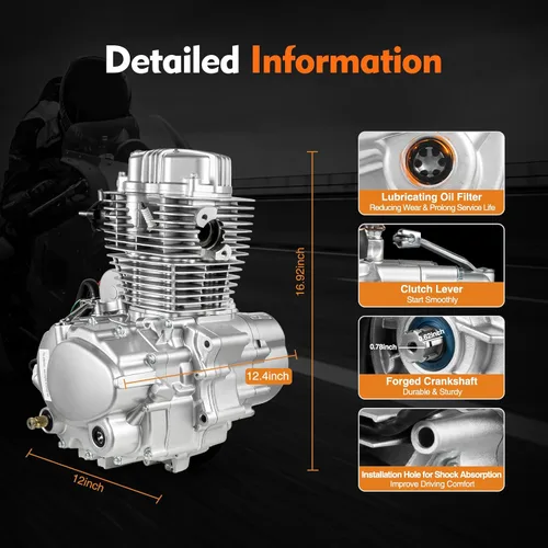 Vista 3 de Motor vertical de 4 tiempos de 200cc/250cc, motor de ATV CG250 de cilindro único con sistema de refrigeración por aire, kit de motor de transmisión