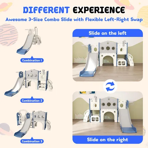 Vista 5 de GITAWUSA Juego de tobogán para niños pequeños 8 en 1, juego de juego para interiores y exteriores para niños de 1, 2 y 3 años, tobogán para escalar