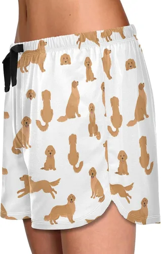 Vista 3 de vvfelixl Pantalones cortos de dormir para mujeres, cachorros, pantalones cortos de pijama con bolsillos, pantalones de dormir S-XXL