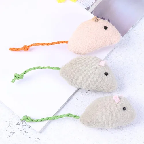Vista 6 de KALLORY 3 ratones de piel realista de imitación de felpa con cola larga para juego interactivo y masticación, estimula gatos y gatitos y mascotas