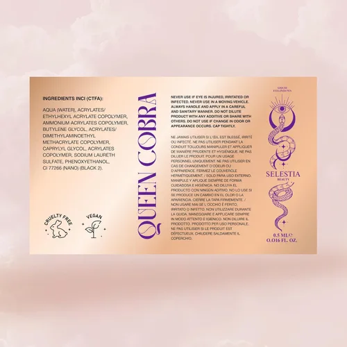 Vista 7 de SELESTIA BEAUTY Lápiz delineador líquido negro Queen Cobra – Larga duración – Secado rápido, sin descamación – Aplicador fino y color intenso