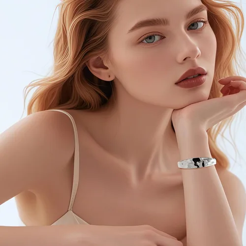 Vista 2 de Brazalete grueso de plata de ley estilo vintage con textura martillada estilo declaración, pulseras abiertas para mujer
