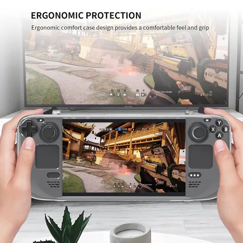 Vista 7 de Protective Case for Steam Deck Case Cover Clear with Small Stand, PC Hard Clear Case for Steam Deck Game Console, Shock-Absorption Anti-Scratch