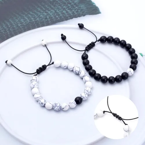 Vista 4 de FTCY Pulseras para parejas, para él y ella, regalos a juego, pulseras de joyería