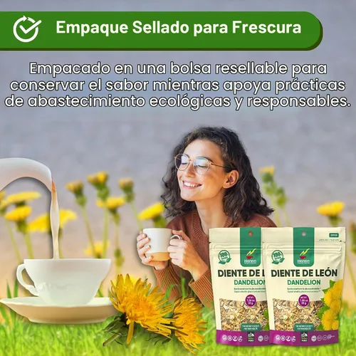 Vista 6 de Hanan Té de raíz de diente de león de hoja suelta – Té de hierbas Diente de León 100% natural de Perú, infusión sin cafeína para apoyo digestivo