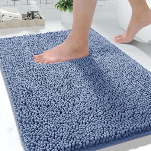 Vista 83 de Yimobra Tapetes de baño lavables, de chenilla súper suave y absorbente, para suelo y alfombra, de secado rápido, antideslizante, para bañera y Beige